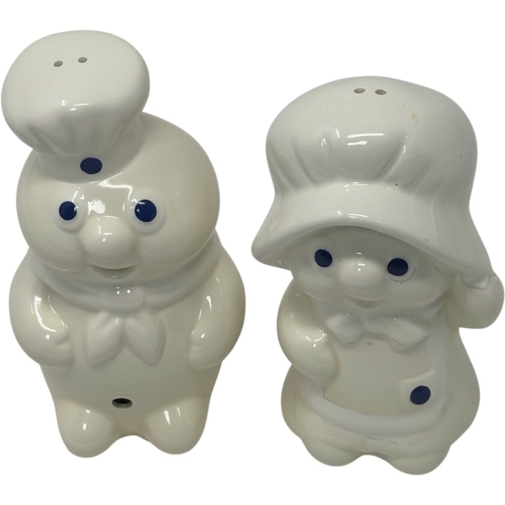 Vintage Pillsbury Doughboy Poppie Fresh Salt and Pepper Shakers Ceramic White